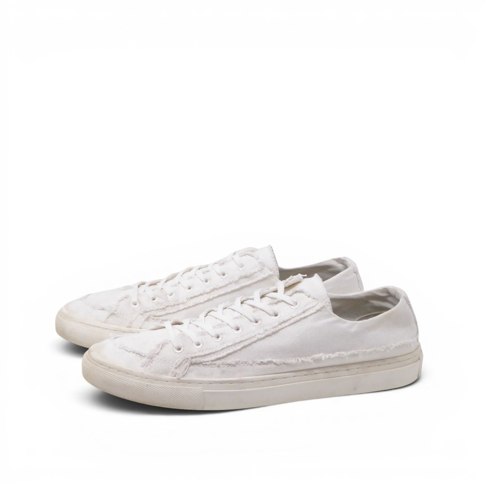 Nothing New Mens Sad Boy Low-Top Sneakers White Raw Edge Canvas 8.5M